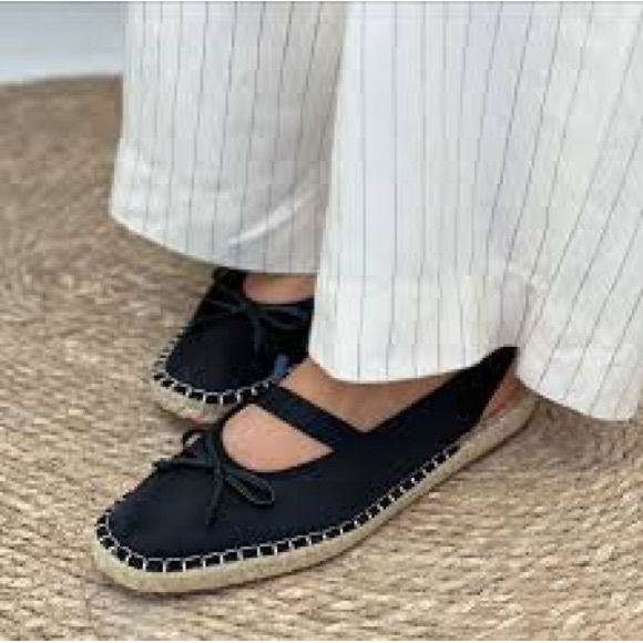 NWT Zara Woman Satin Effect TOPSTITCHED BOW ESPADRILLES Sandals Shoes Size 8 - Picture 2 of 12